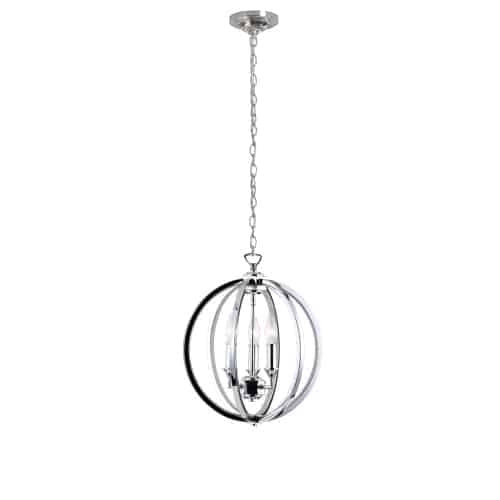 Lustre Karland de Dainolite avec bande cloutée de cristaux, fini chromé poli et 3 ampoules
