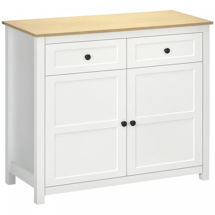 HOMCOM Buffet de rangement de cuisine avec tiroir, etagere reglable, blanc