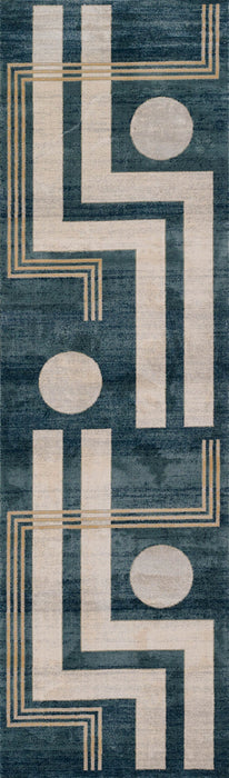 Tapis Contemporain Erisa 2'2\" x 7'7\" en Bleu