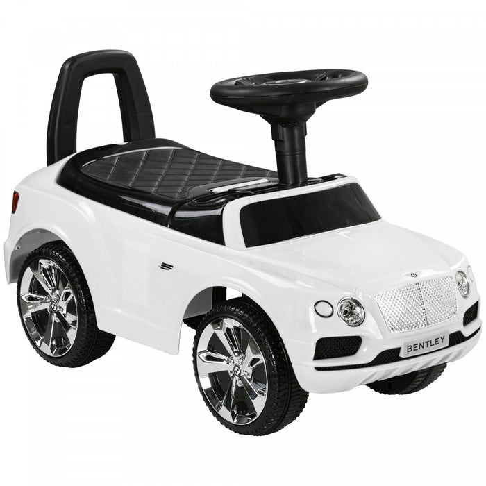 Qaba Voiture Pour Bebe Sous Licence Bentley Bentayga, Voiture A Pousser Avec Pied Au Sol, Klaxon Et Musique, Rangement Sous Le Siege, Pour Les 18-36 Mois, Blanc
