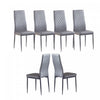 Ensemble de chaises de salle a manger modernes Ava avec motif de grille en diamant (lot de 6), cuir ignifuge et cadre en metal, gris
