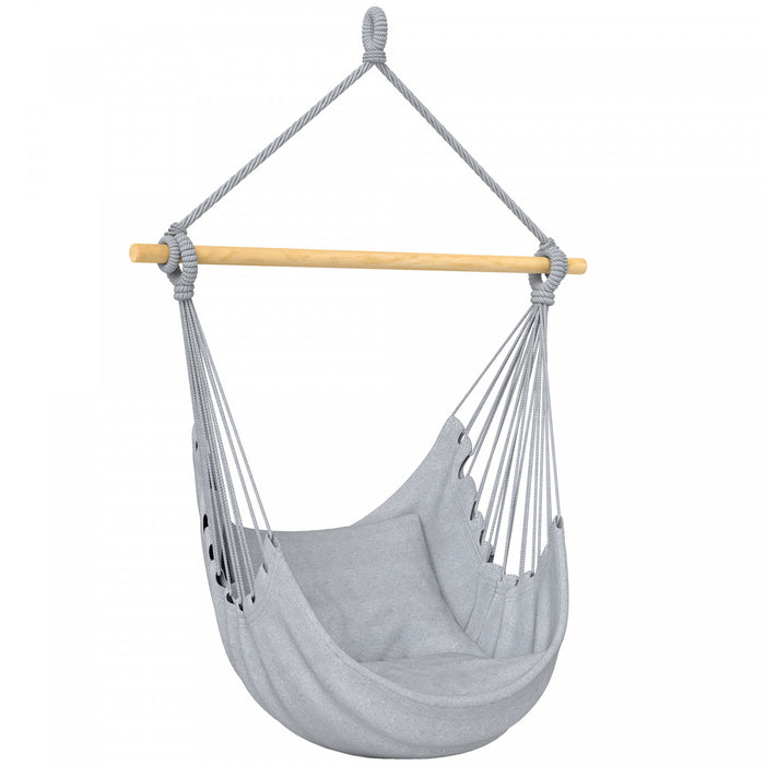 Chaise Hamac Outsunny, Fauteuil Suspendu en Macrame, Gris