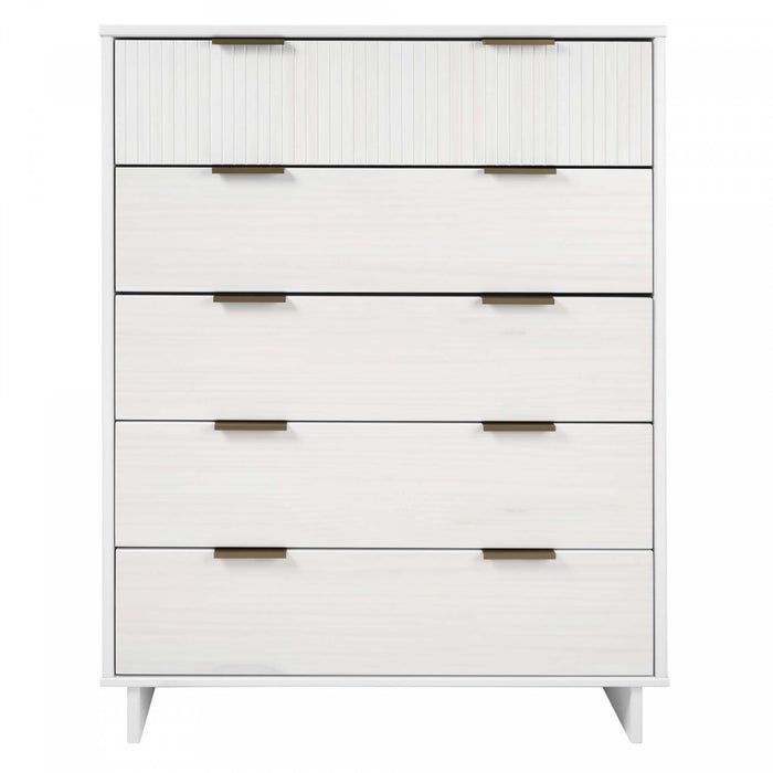 Commode Granville Moderne 38\" en blanc (5 tiroirs)