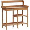 Outsunny Banc de jardinage avec table, Poste de travail de jardin avec tiroir, evier amovible, etageres de rangement et crochets pour patio, cours et balcon, Naturel
