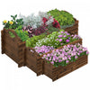 Outsunny 3 Pieces Jardiniere Sureleve En Bois Rectangulaire Avec Poignee