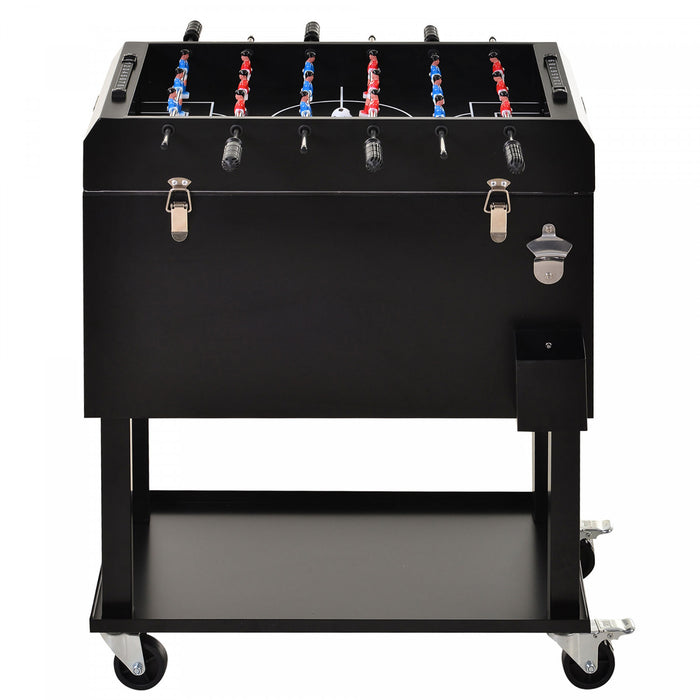 Chariot refrigere a roulettes Outsunny 68 pintes, bac a glace pour boissons (biere, etc.), argent