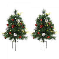 Homcom Sapin De Noel Artificiel Pre-eclaire De 0.9 M 2 Pieces Avec 24 Lumieres Led Blanc Chaud Et 70 Embouts