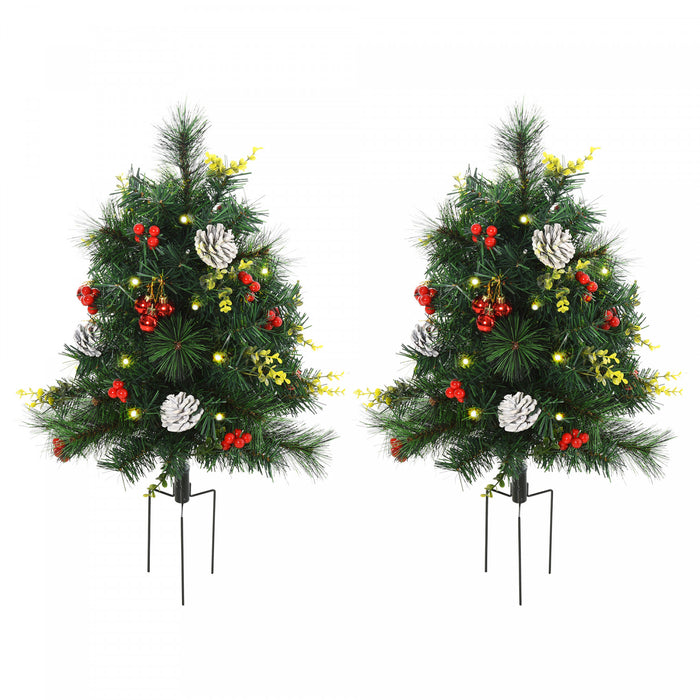 Homcom Sapin De Noel Artificiel Pre-eclaire De 0.9 M 2 Pieces Avec 24 Lumieres Led Blanc Chaud Et 70 Embouts