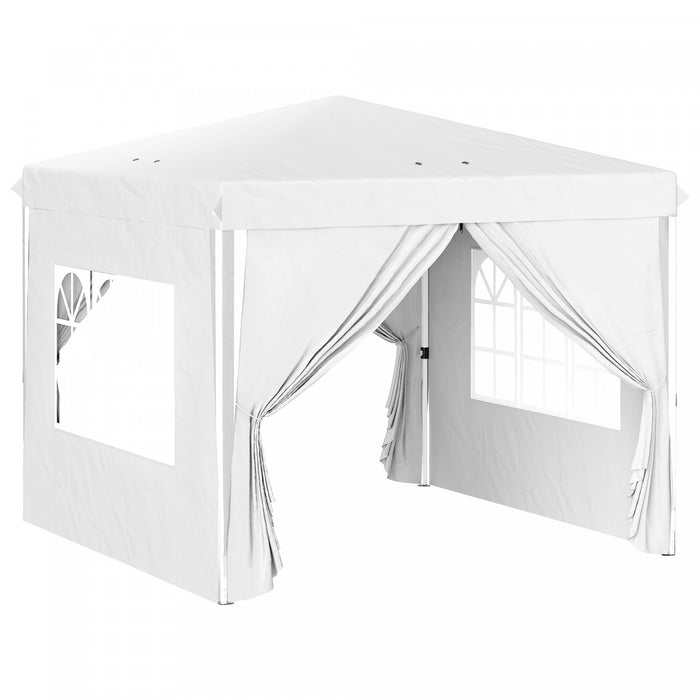 Outsunny Tente Escamotable 10' X 10' Avec Sac De Transport, Blanc