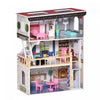 Qaba 13 Pcs Maison De Poupees A 3 Etages Pour Enfants, Dreamhouse Villa, Pour Tout-petits, Petites Filles, Maison A Plusieurs Niveaux, Avec Ascenseur, Kit D'accessoires Pour Meubles Rose