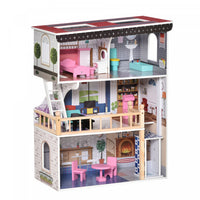 Qaba 13 Pcs Maison De Poupees A 3 Etages Pour Enfants, Dreamhouse Villa, Pour Tout-petits, Petites F