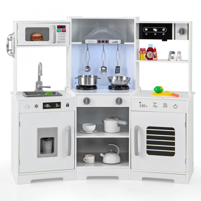 Costway Pretendre Jouer Cuisine Pour Enfants Tout Petit Enfant Age De 3 + Jeu De Jouet En Bois Avec Capuchon De Gamme Blanc
