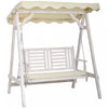 Outsunny Balancelle De Jardin 2 Places Avec Support, Auvent Et Coussin, Banc De Balancoire En Bois Pour L'exterieur