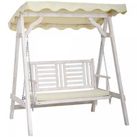 Outsunny Balancelle De Jardin 2 Places Avec Support, Auvent Et Coussin, Banc De Balancoire En Bois P