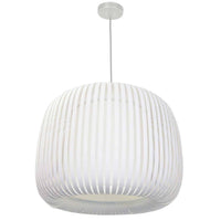 Luminaire suspendu Mia de Dainolite avec abat-jour à fentes, fini blanc et 1 ampoule