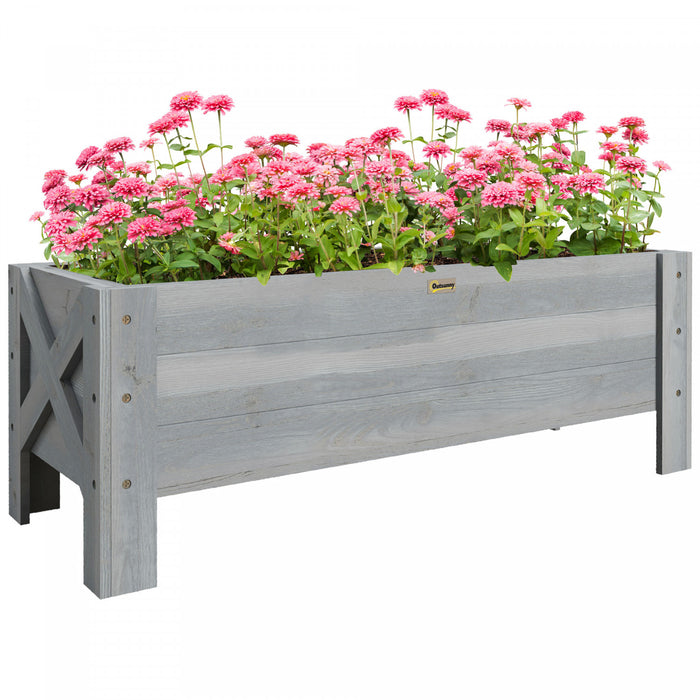 Outsunny Jardiniere Surelevee, Pot De Fleurs, Gris