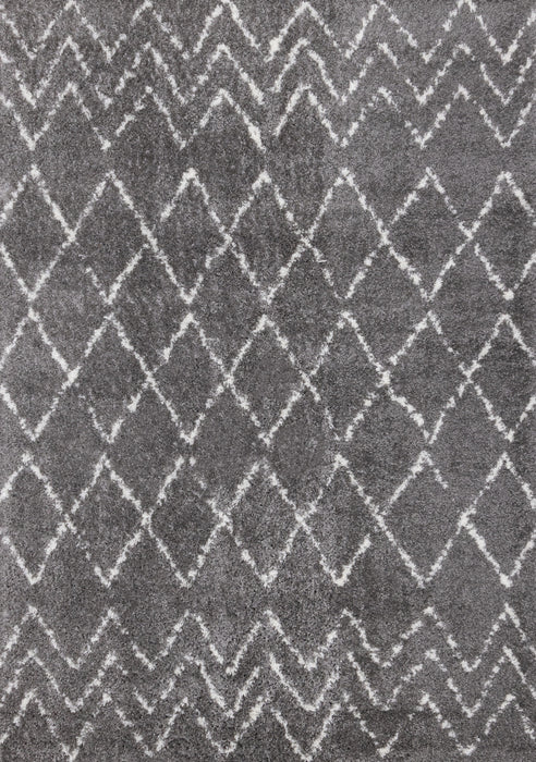 Tapis Taylor a poils longs diamants rustiques creme gris, 7'10\" x 10'6\"