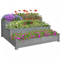 Outsunny Jardiniere En Bois, Lit De Jardin Sureleve A 3 Niveaux
