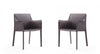 Chaise laterale moderne en cuir vegetalien gris Paris - Lot de 2