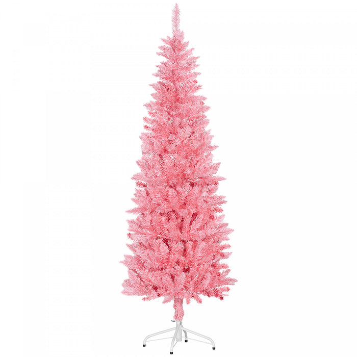 Homcom Arbre De Noel Artificiel De 6pi De Haut Avec Base En Acier, Rose