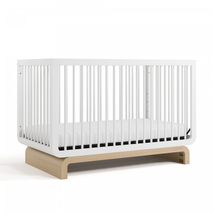 Storkcraft Santorini Lit de bebe convertible 5-en-1 - Blanc avec bois clair