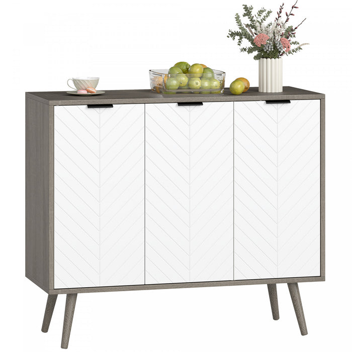 HOMCOM Armoire de rangement buffet armoire d'appoint etageres reglables