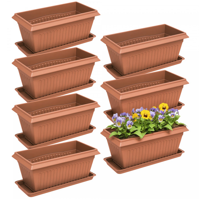 Outsunny Lot de 7 pots de fleurs de 15,7\" avec trous de drainage, marron