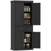 HOMCOM Armoire Garde-Manger Cuisine Etagere Tiroir Noir