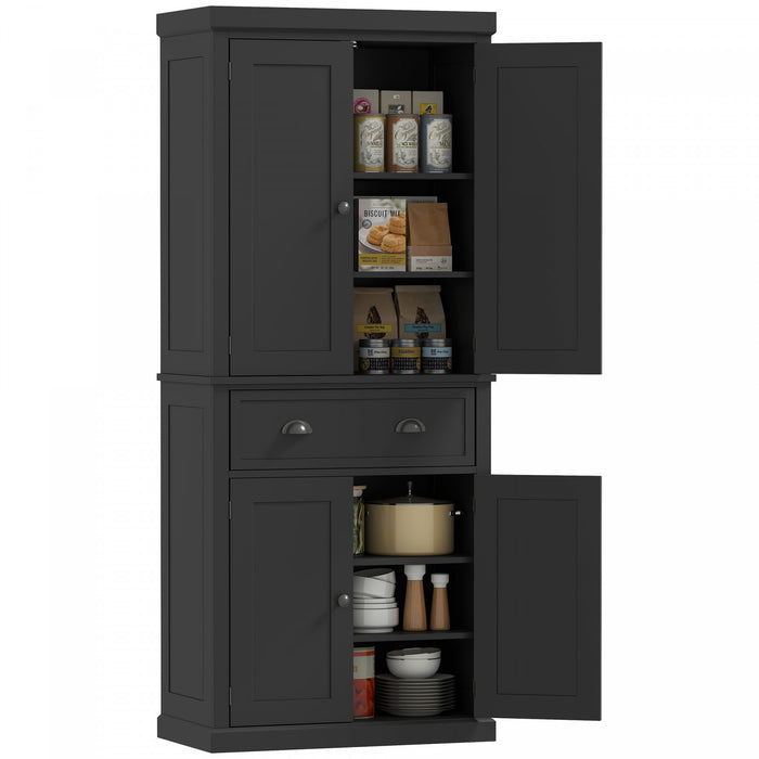 HOMCOM Armoire Garde-Manger Cuisine Etagere Tiroir Noir