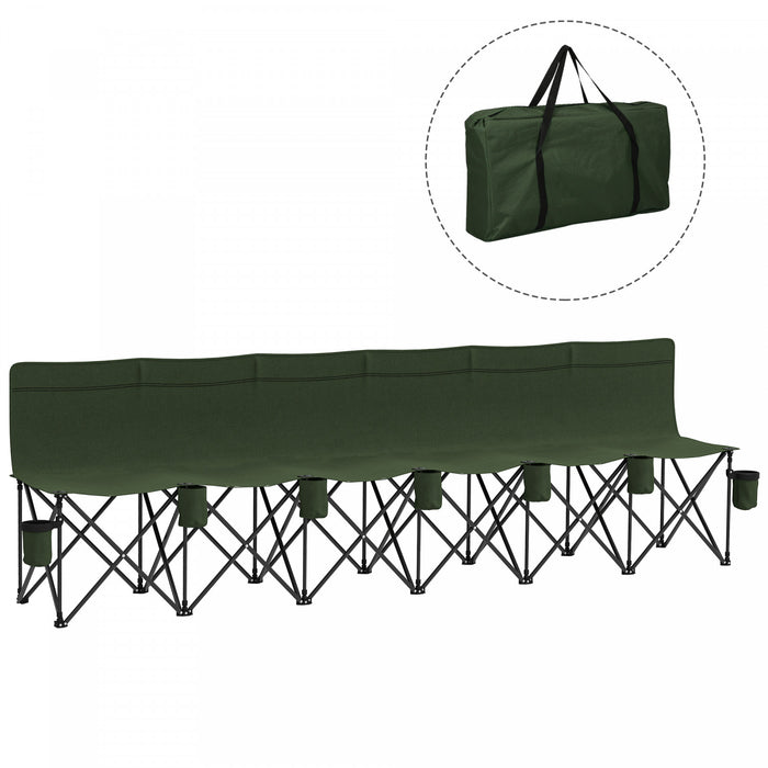 Outsunny Chaise De Camping Pliante 6 Places Avec Porte-gobelet, Vert Fonce