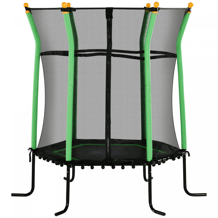 Soozier Mini trampoline pour enfants de 63\" pour interieur avec filet d'enceinte, poteau elastique epais rembourre, cadeau pour enfant de 3 a 10 ans, vert
