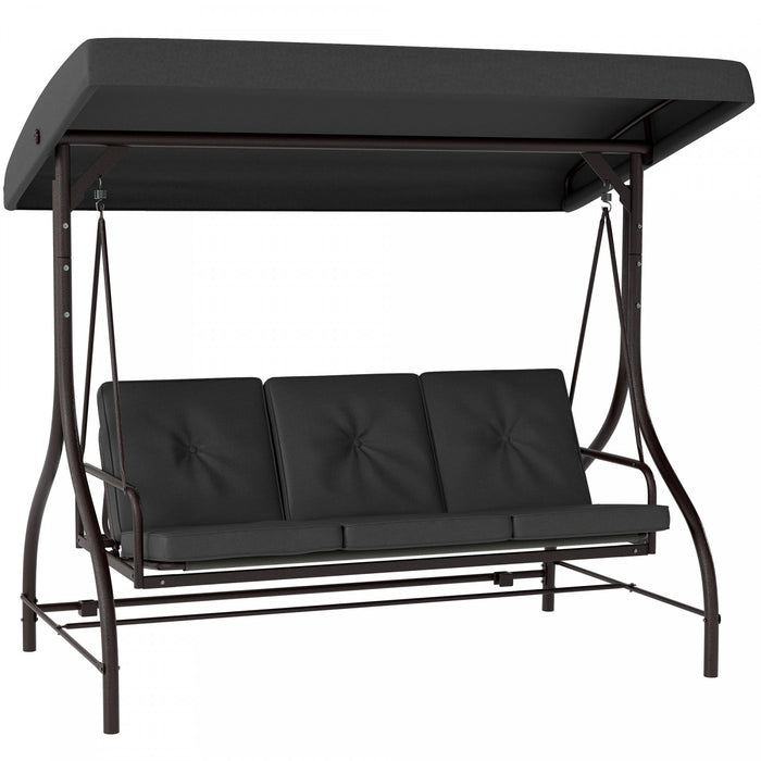 Outsunny Balancelle de Jardin 3 Places avec Auvent et Lit Convertible