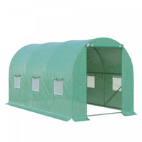 Outsunny 13' X 6' X 6' Serre De Jardin Tunnel Avec Porte Zippee + 6 Fenetres Enroulables Avec Mousti
