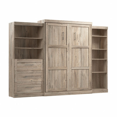 Bestar Pur Queen Murphy Bed with Shelving and Drawers 126-Inch Wall Bed|Grand lit escamotable mural Pur de Bestar de 126 po avec tablettes et tiroirs