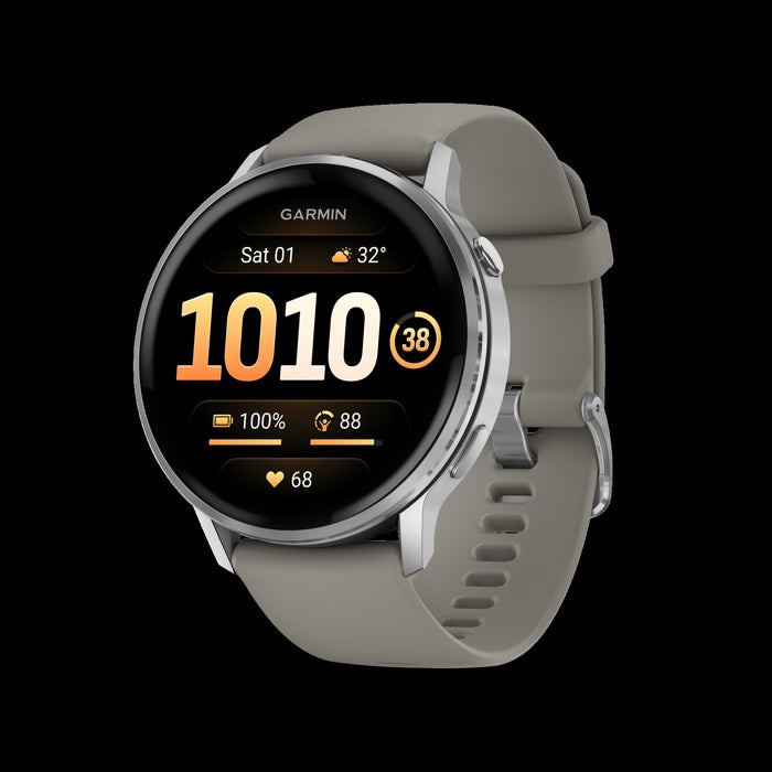 Montre intelligente Garmin Venu 4 45 mm gris argente a longue duree de vie de la batterie - Vetement de recuperation, statut de sante beta, cadran de montre vocal, changement de couleur, vision nocturne