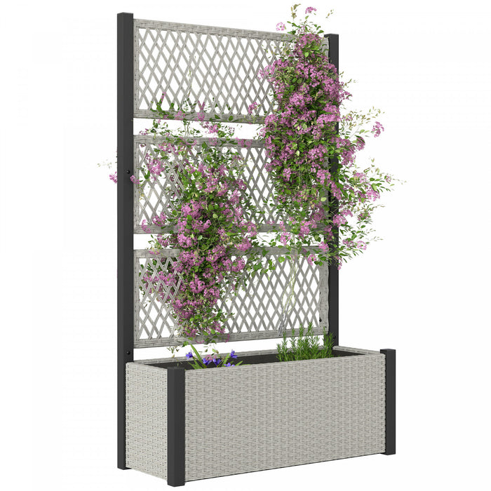 Outsunny Jardiniere avec treillis, jardiniere en osier, Gris Mixte