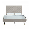 Lit double moderne Crosby en velours capitonne coloris grege