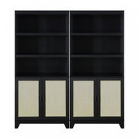  Armoire bibliotheque Sheridan style milieu du siecle 79 cm en noir (7 etageres) – Lot de 2