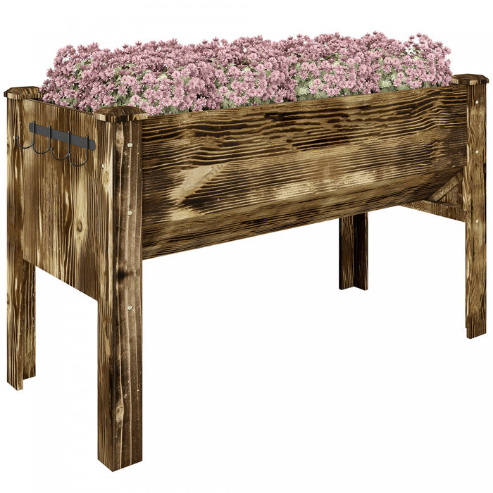 Outsunny Bac de Jardin Sureleve avec Crochets, Capacite 300 kg, Carbonise