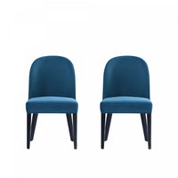 Chaise de salle a manger moderne en bois Hillman avec revetement bleu - Lot de 2