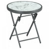 Outsunny Table Pliante D'exterieur Avec Plateau En Verre Trempe, Blanc