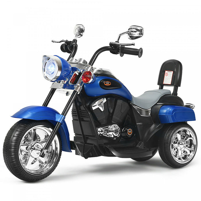6v Enfants Rouler Sur Moto Helicoptere 3 Roues Trike Avec Phare Bleu