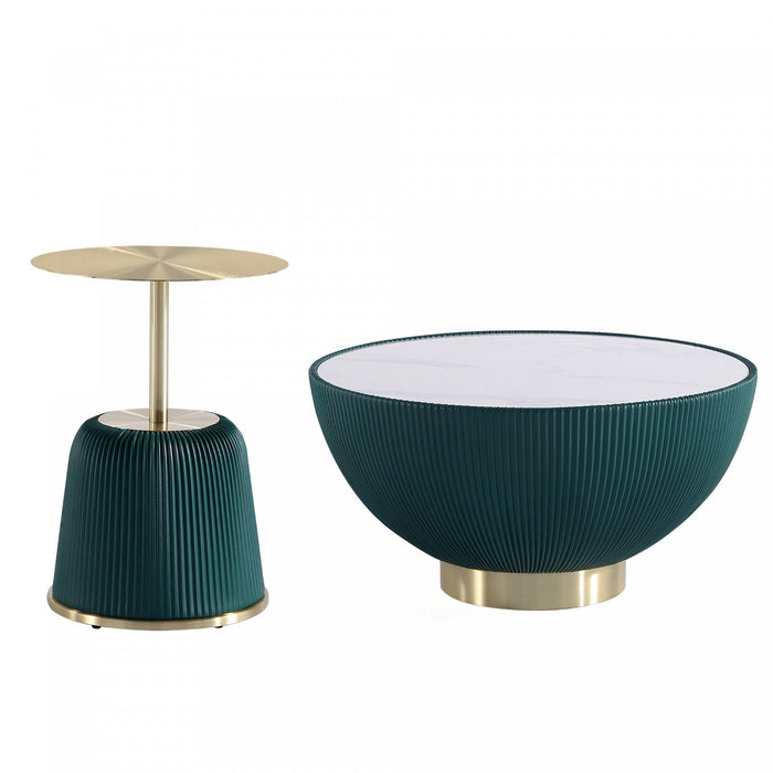 Ensemble de 2 tables Anderson Modern : table basse et table d’appoint en vert