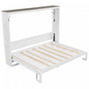 Lit escamotable Olivia en bois massif avec lumiere LED et armoire pliante, taille full, blanc