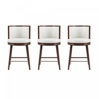  Tabouret de comptoir moderne en bois et tissu Evalyn, blanc - Lot de 3