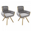 Chaises de salle a manger pivotantes Timothy en velours avec revetement capitonne et pieds en metal, lot de 2, gris