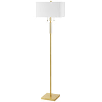 Lampe à pied Fernanda de Dainolite avec abat-jour blanc, fini laiton vieilli et 2 ampoule
