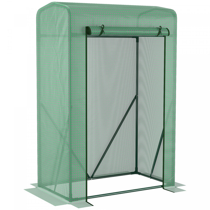 Outsunny 39\" X 20\" X 59\" Serre De Tomate Exterieure Mini Serre De Culture Avec Fermeture A Glissiere Porte Enroulable Pe Couverture En Acier