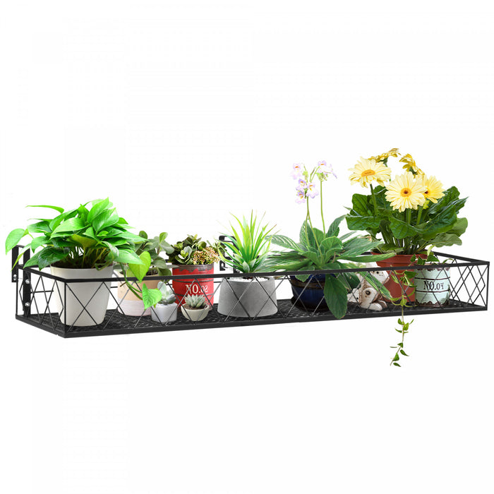 Outsunny 43'' X 12'' Support De Pot De Fleurs Suspendu Avec Crochets, Support De Pot De Plantes En Metal, Etagere De Rampe, Fenetres Decorer Pour L'exterieur Jardin Balcon Cloture Patio
