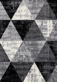 Tapis Covington triangle geometrique noir blanc gris vieilli, 7'10